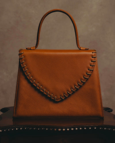 "Yves Saint Laurent" 70's-80's Cognac leather top handle bag