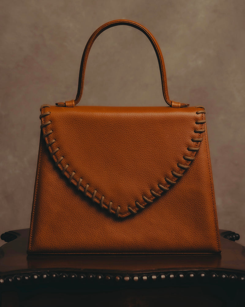 "Yves Saint Laurent" 70's-80's Cognac leather top handle bag