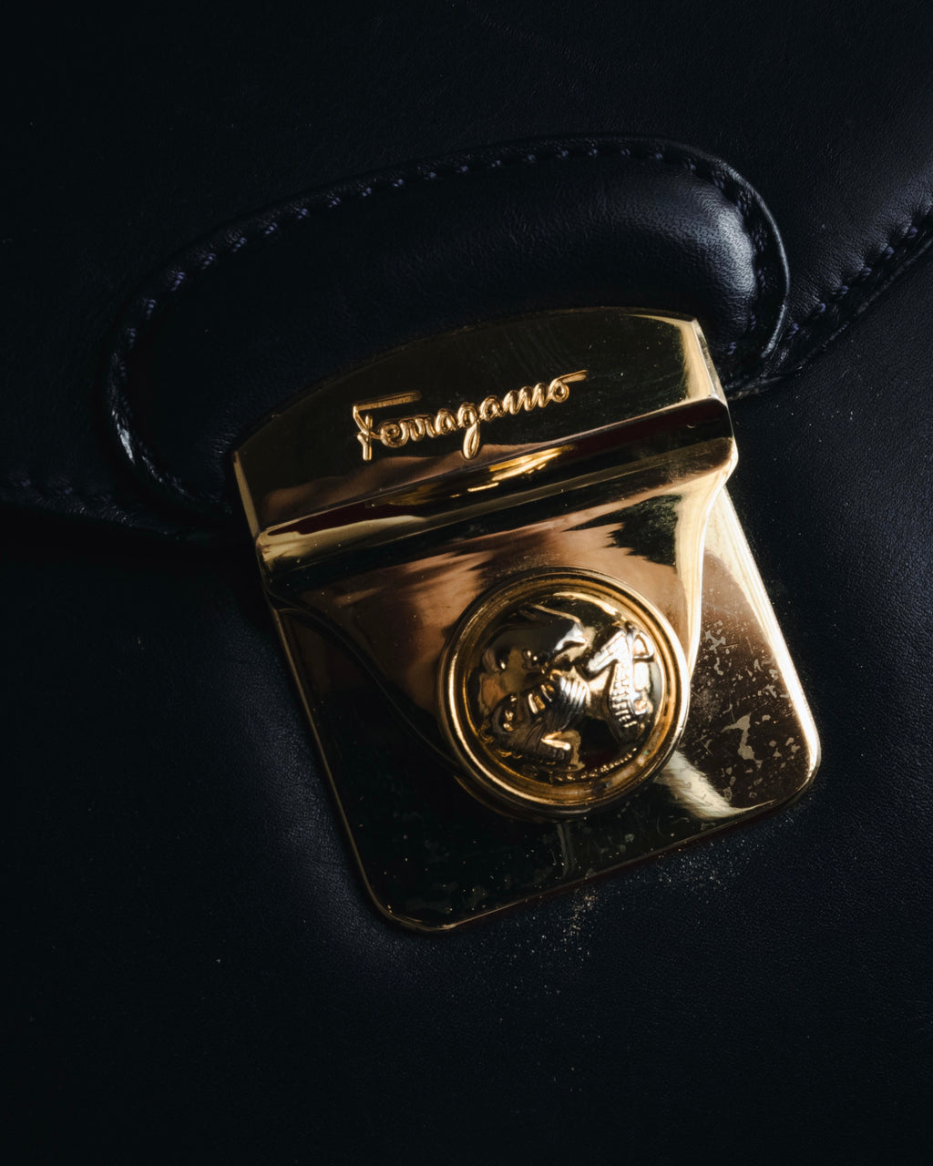 "Salvatore Ferragamo" Structured top-handle leather satchel bag