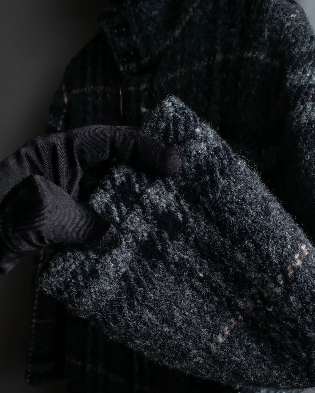 "BURBERRY" Check pattern double zipper hooded coat