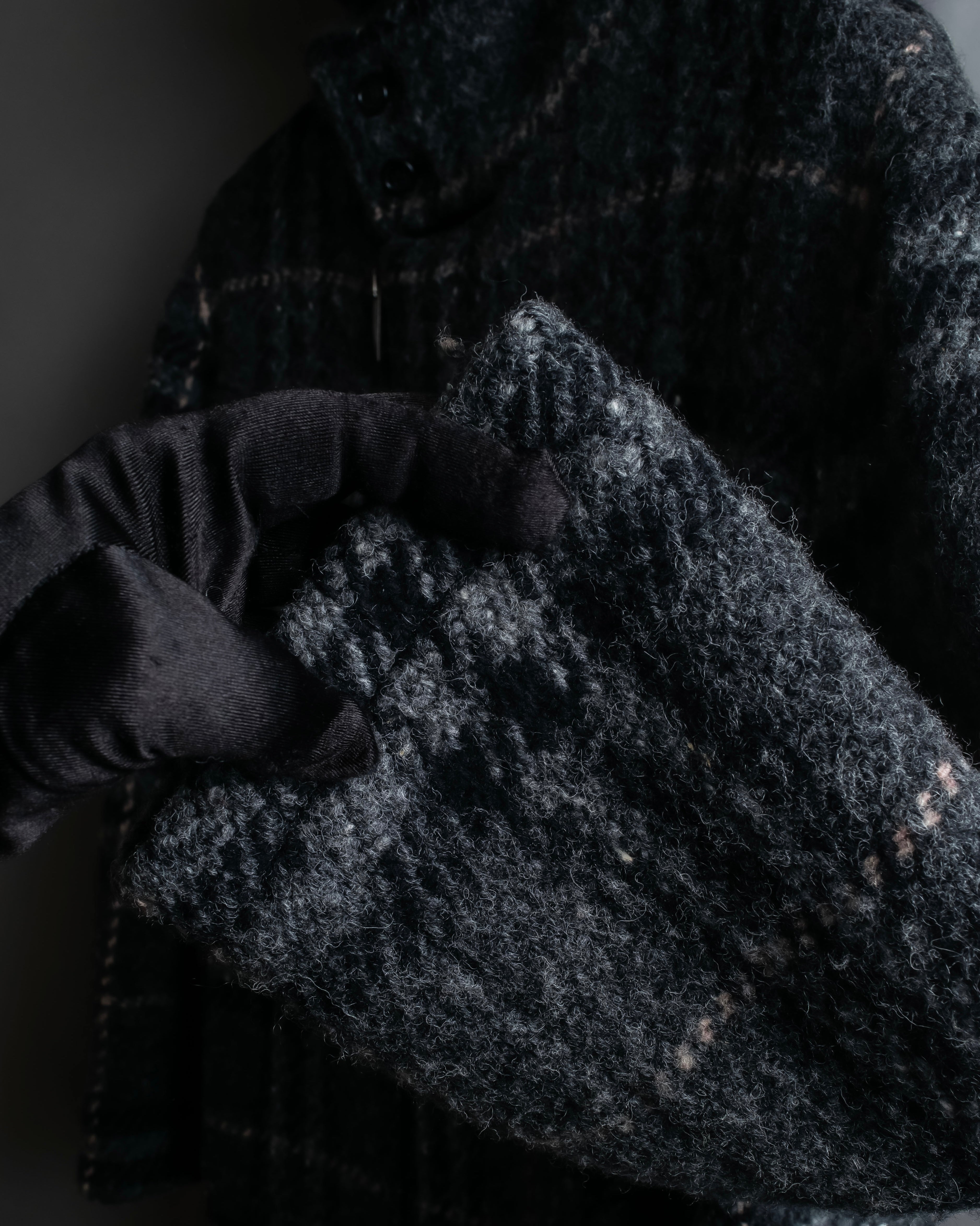 "BURBERRY" Check pattern double zipper hooded coat