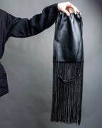 “JIL SANDER” Fringe detail flat drawstring shoulder bag