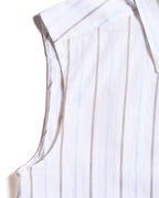 CHANEL/ 2003 Fly Front Design Striped No Sleeve Shirt White