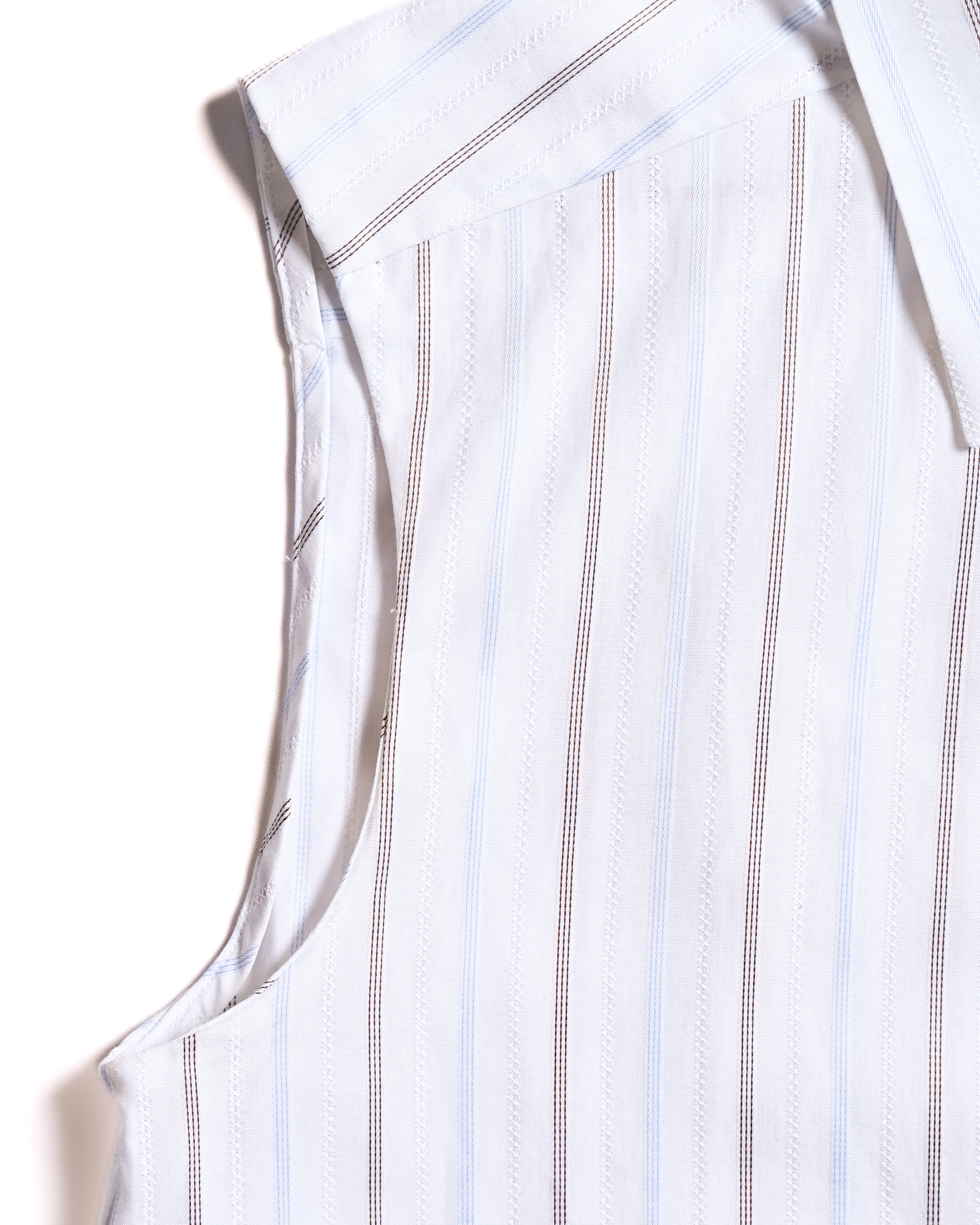 CHANEL/ 2003 Fly Front Design Striped No Sleeve Shirt White