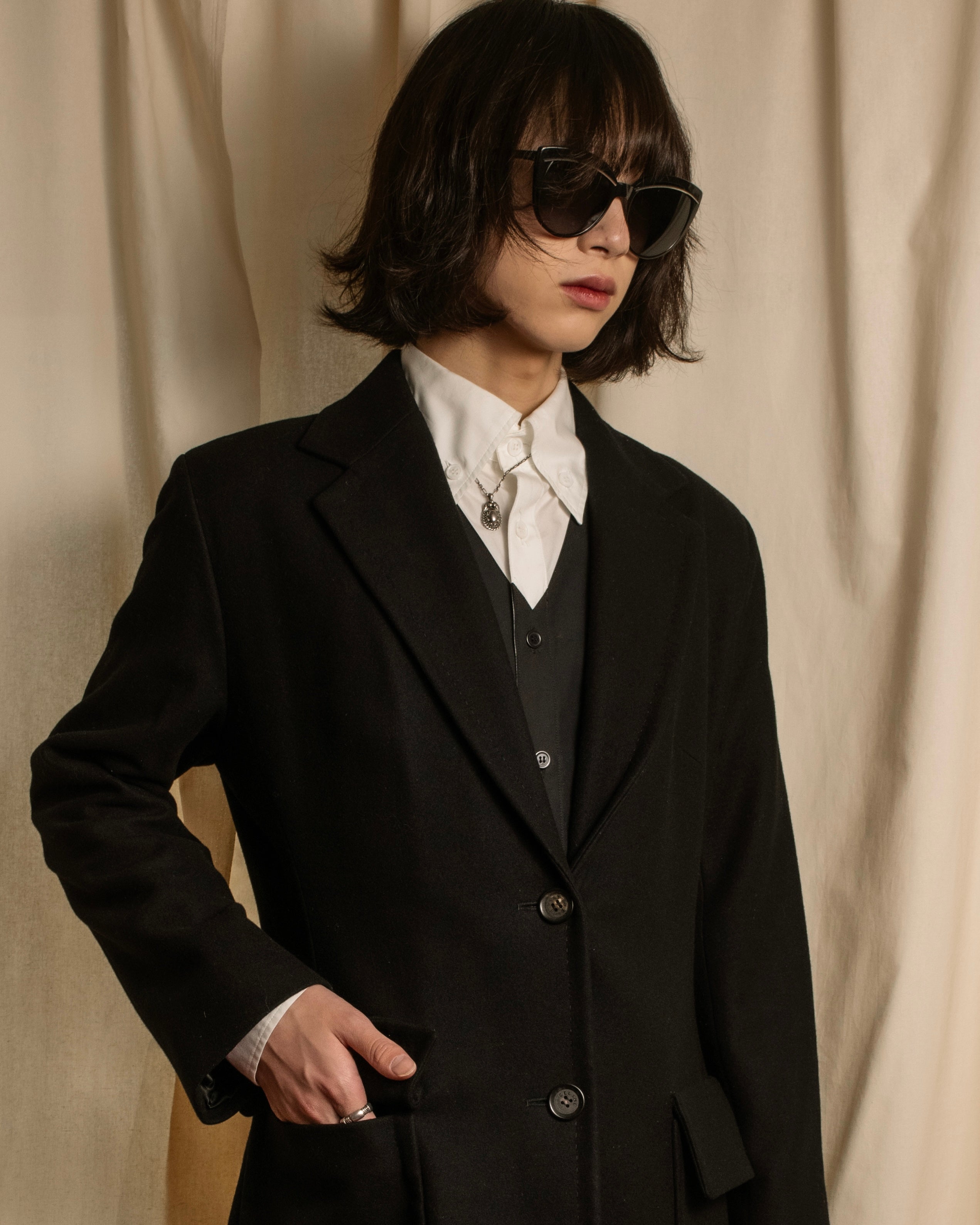 -SPECIAL- "CELINE" 1997-04's Michael Kors period minimal detail long chester coat