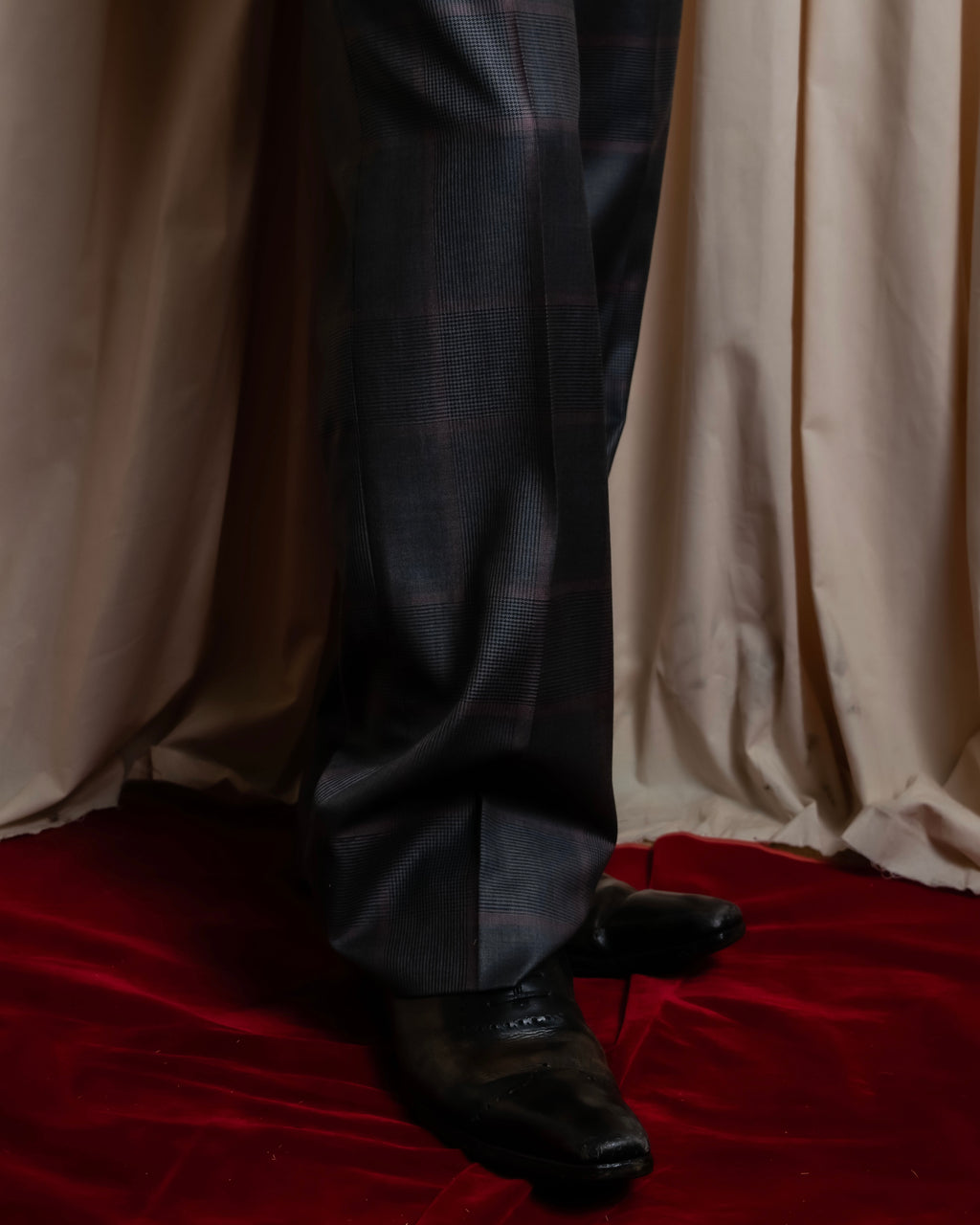"GUCCI" Glen plaid wool wide tapered slacks