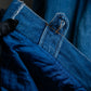 "Vintage gathered sleeve design denim long coat"