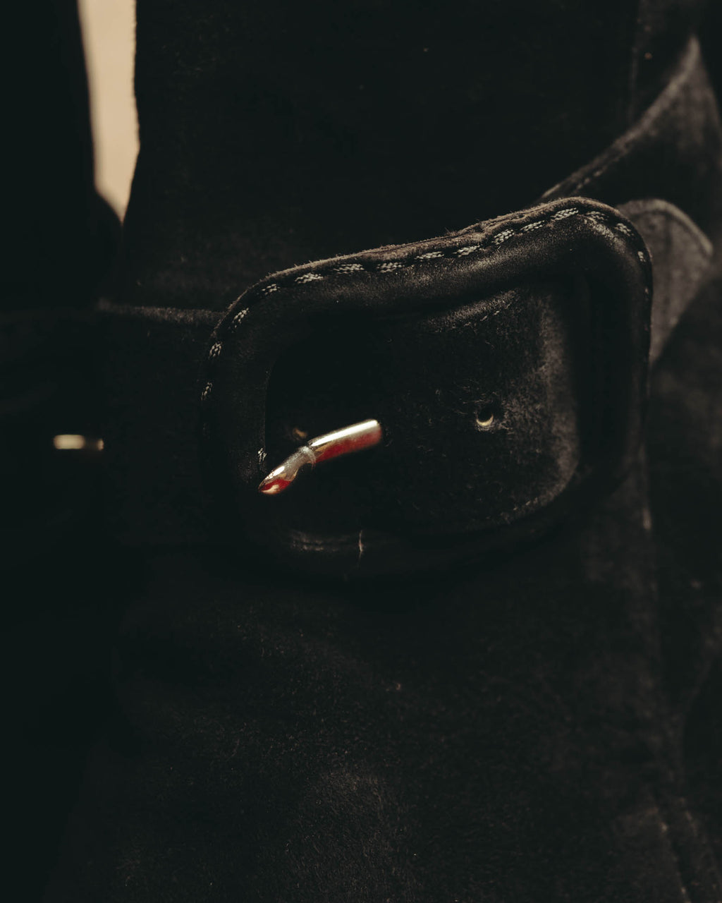 -SPECIAL- "Hermès" 90's-00's Margiela era fold-over black suede belt boots