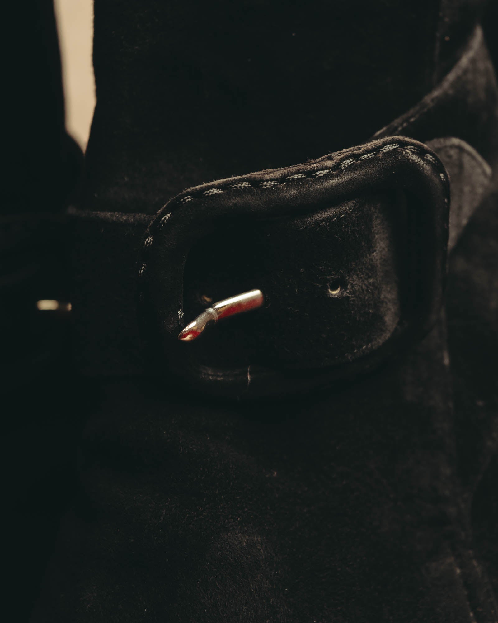 -SPECIAL- "Hermès" 90's-00's Margiela era fold-over black suede belt boots