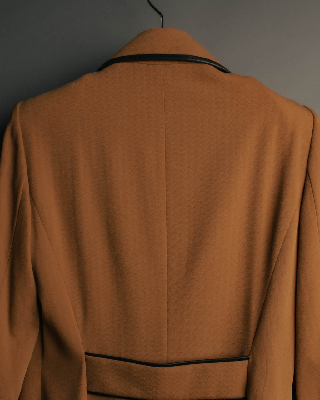 -SPECIAL- "CELINE" 80's-90's Black piped wool tailored jacket