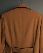 -SPECIAL- "CELINE" 80's-90's Black piped wool tailored jacket