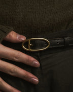 Cinturón de cuero con hebilla de motivo cadena de ancla "HERMES"