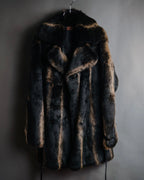 "BIEMME" 00’s striped rabbit fur belted coat