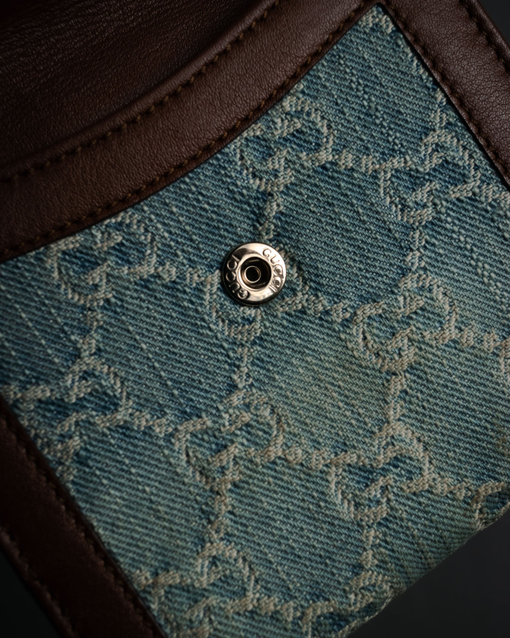 “GUCCI” 00’s GG denim script logo wallet