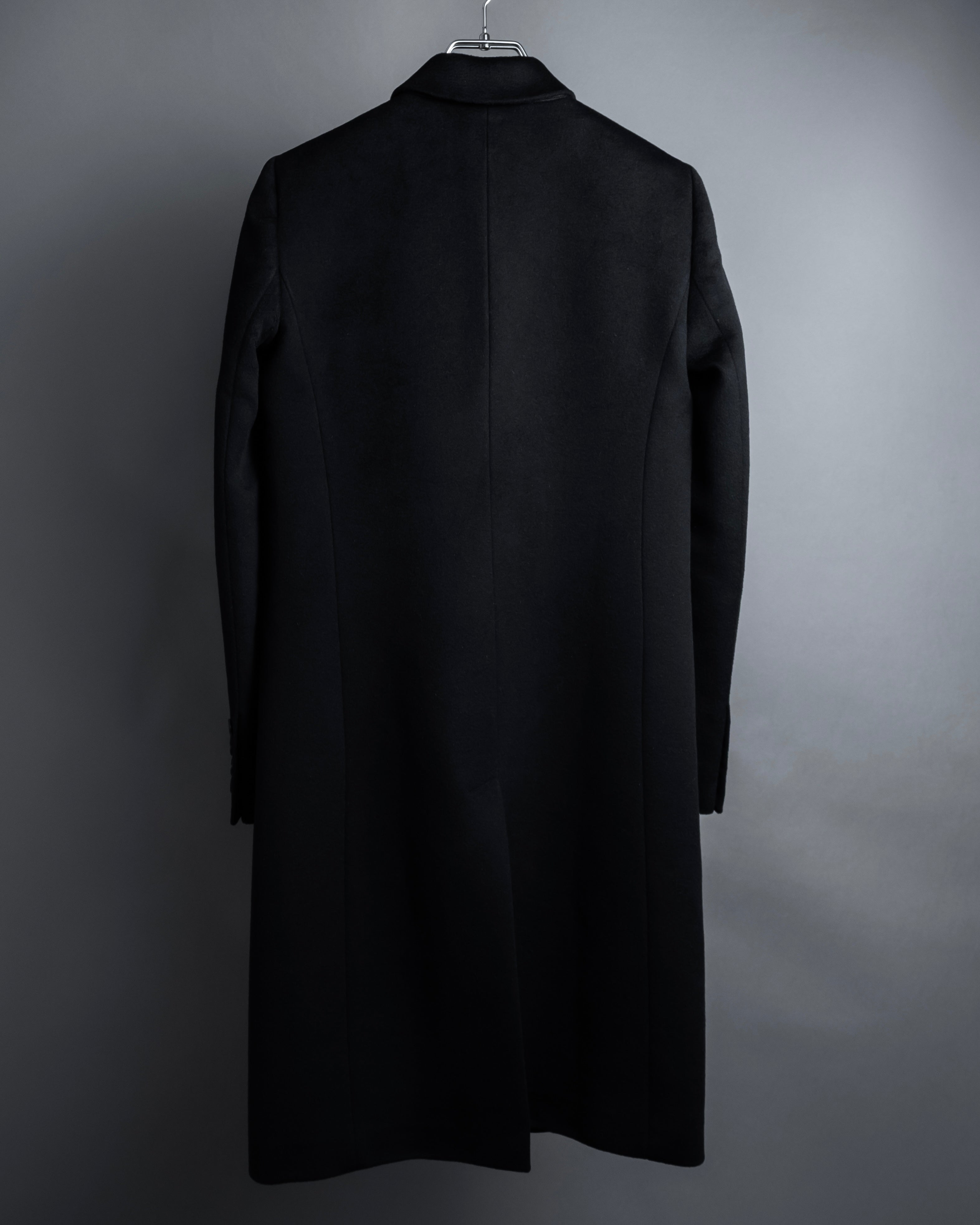 "GUCCI" Michele period solid black wool tailored coat