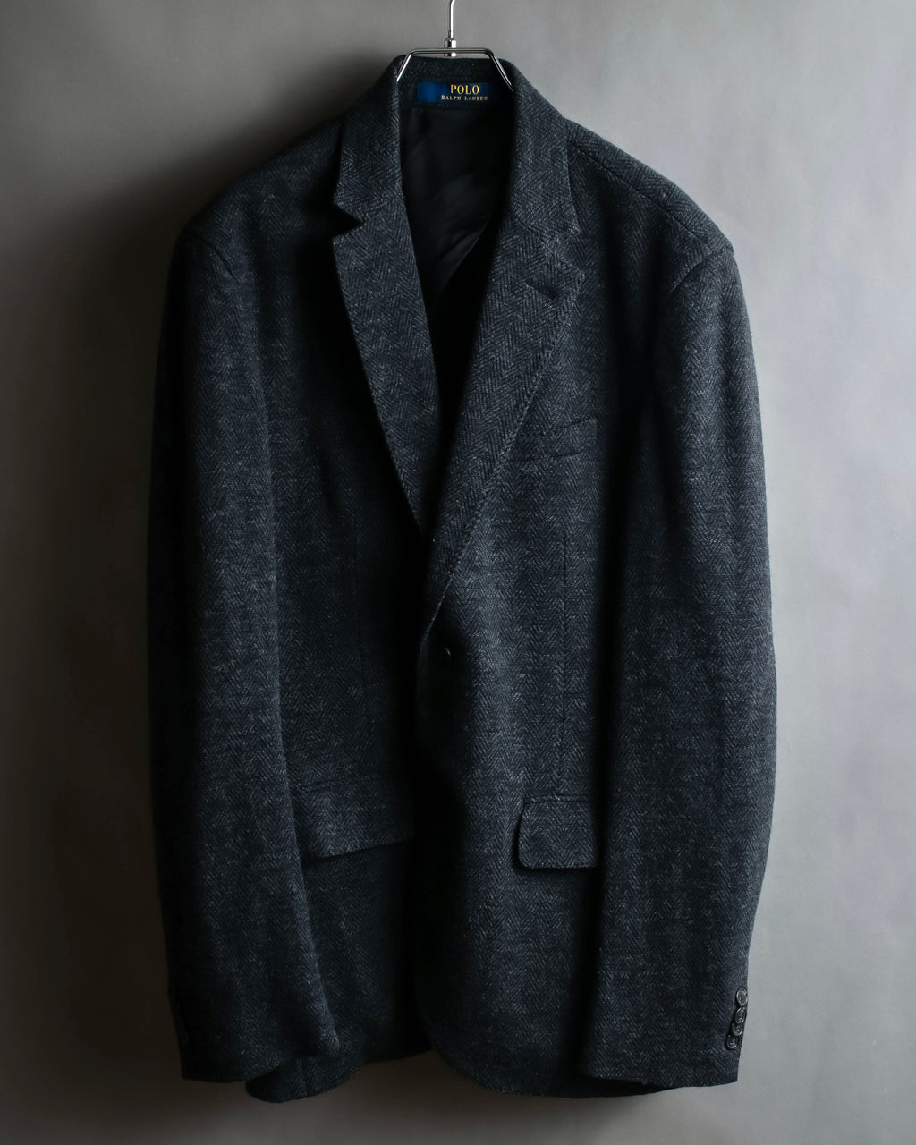 "POLO Ralph Lauren" Herringbone weave charcoal gray tailored jacket