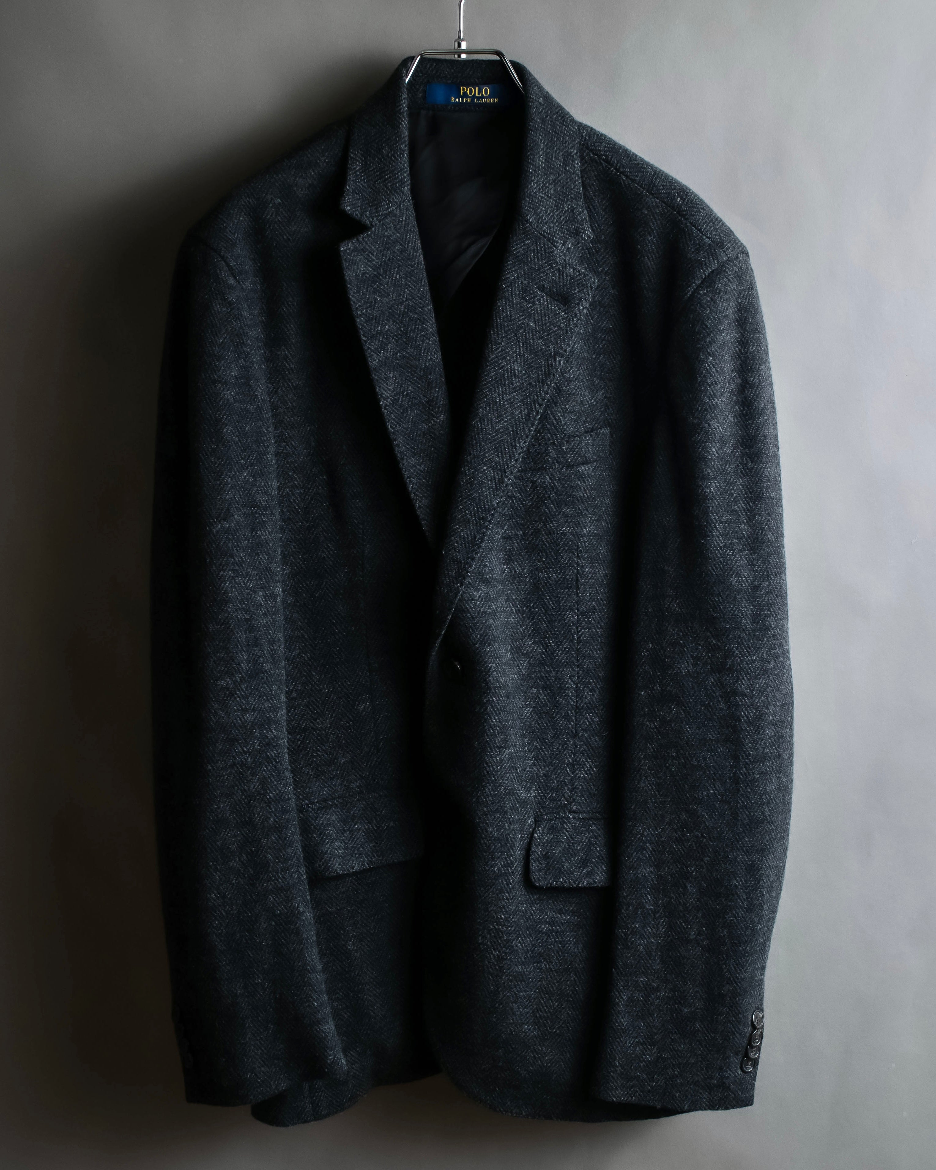 "POLO Ralph Lauren" Herringbone weave charcoal gray tailored jacket