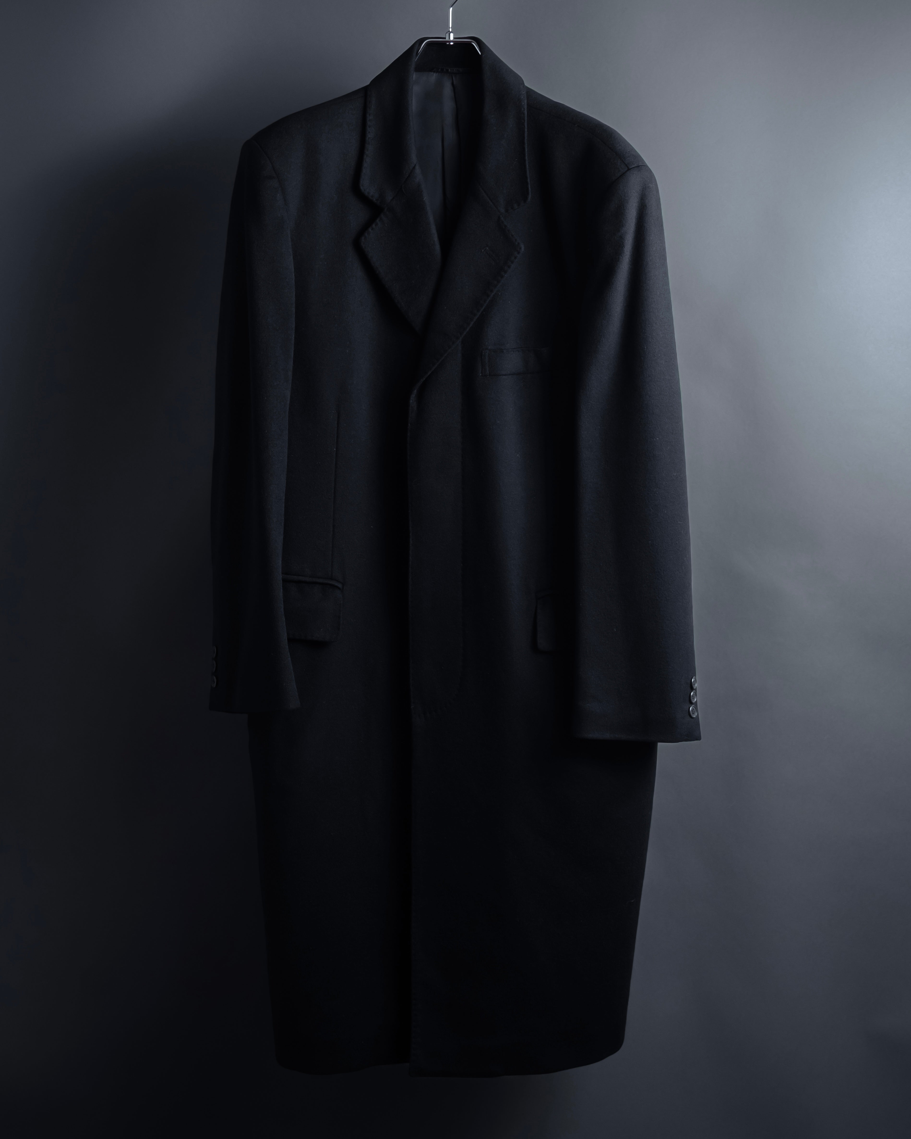 908美品 PIERRE BALMAIN ロングコート カシミヤ100% 黒 L 908美品