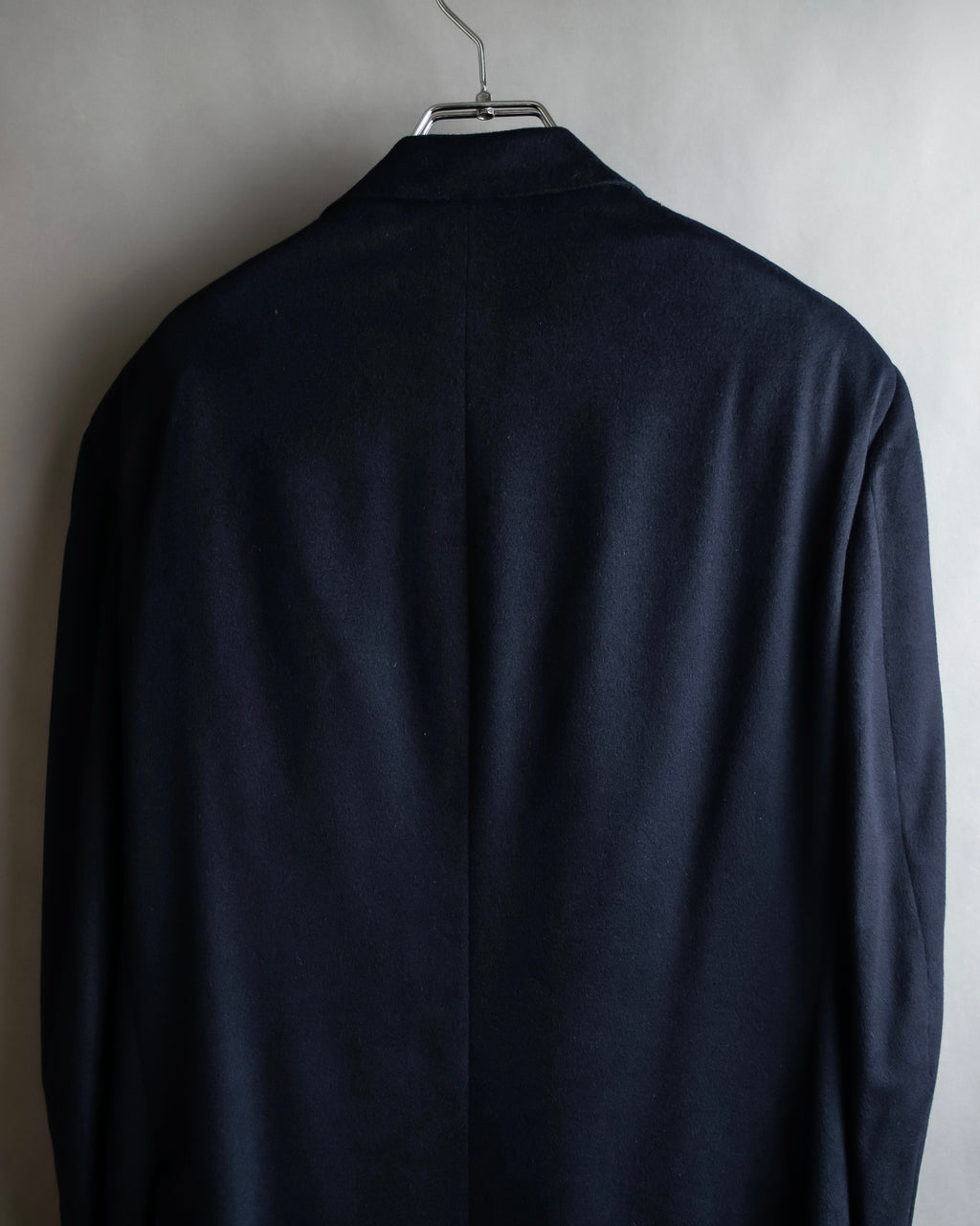 "HERMES" 90's Pure cashmere navy blue tailored jacket
