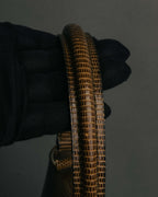 "CELINE" 70's-80's Structured lizard embossed leather top handle handbag
