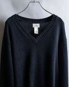 "L.L. BEAN" Oversized V-neck cable knit pullover
