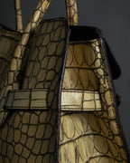 "MIU MIU" Belt strap design embossed leather hand bag