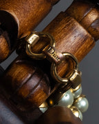 "Christian Dior" Pearl charm top chain link arm ring