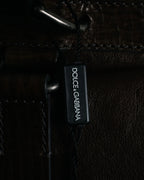 "DOLCE & GABBANA" 00’s-10’s Grained leather canvas-lined satchel bag
