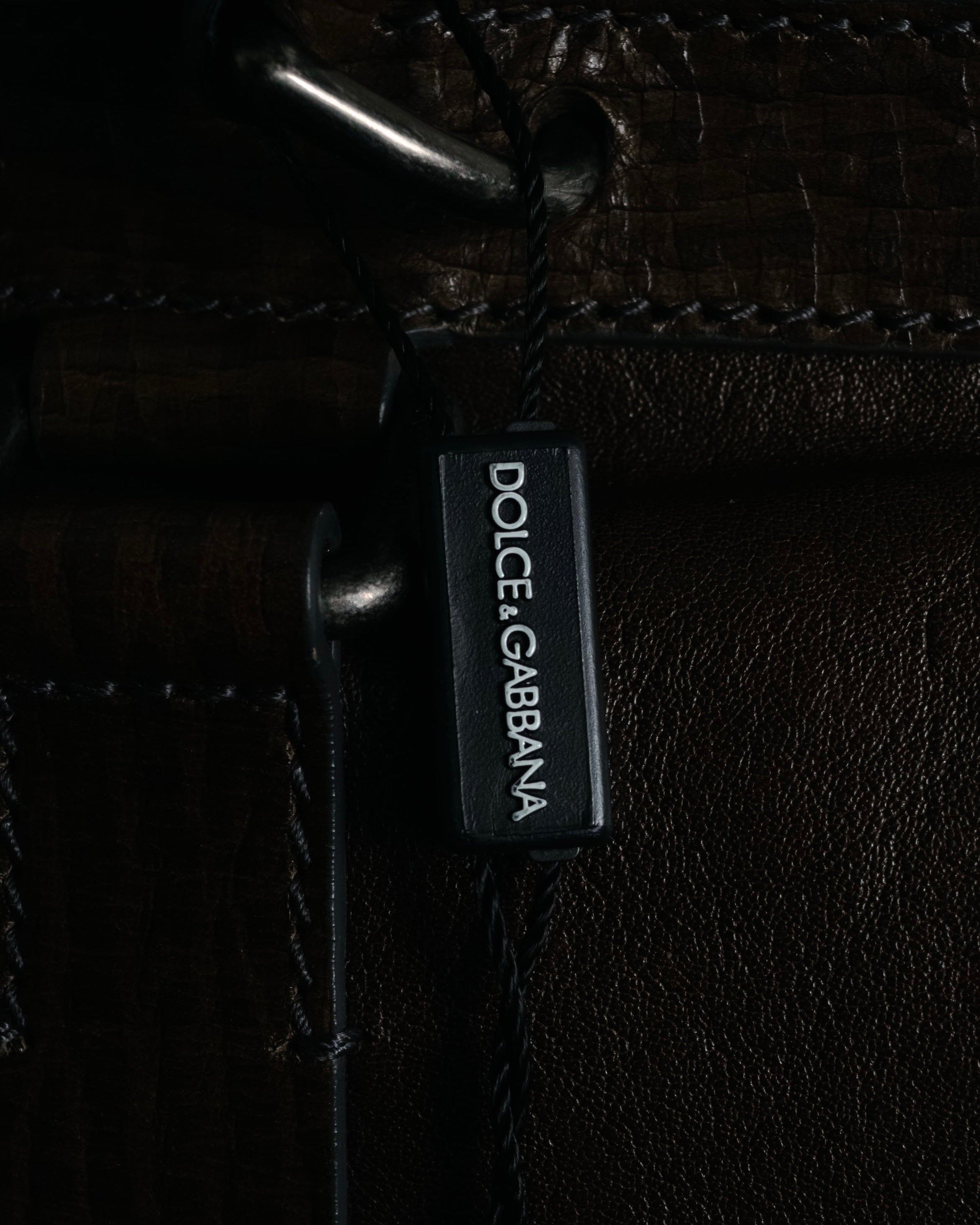 "DOLCE & GABBANA" 00’s-10’s Grained leather canvas-lined satchel bag