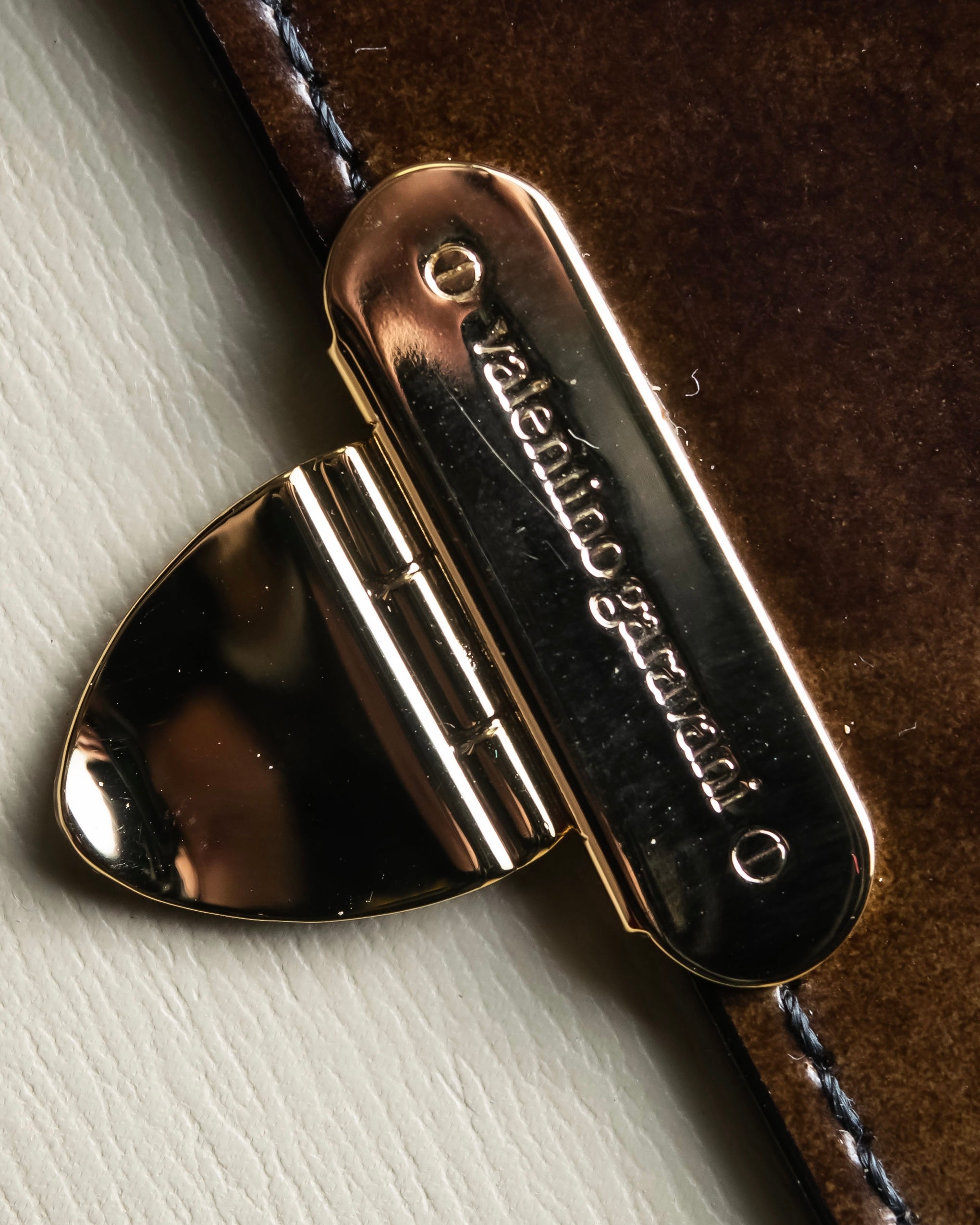 "VALENTINO" Brown & beige combination leather bi-fold wallet