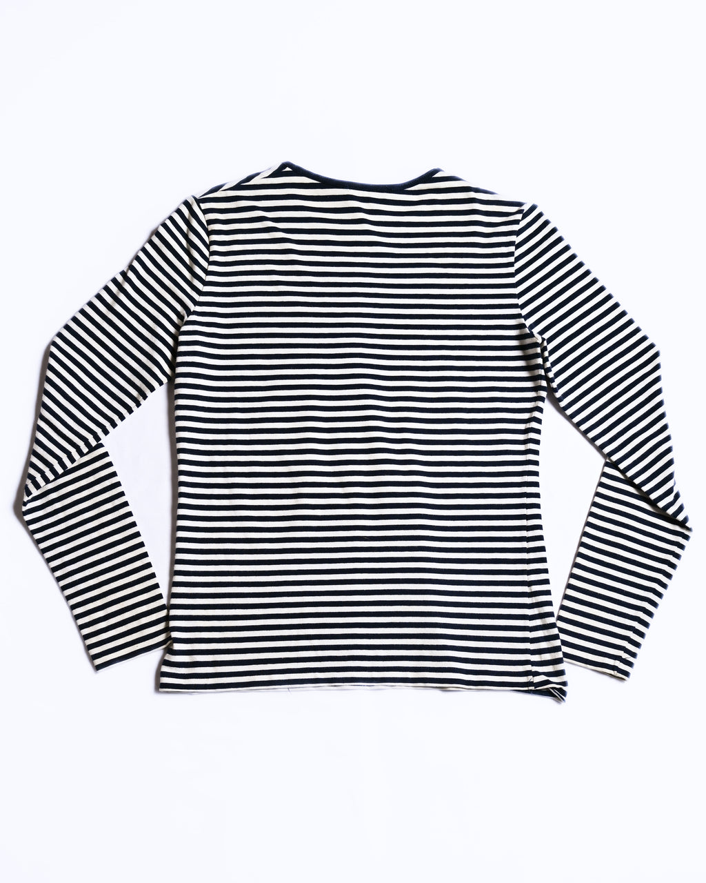CÉLINE/ Classical Tight Fit Crew Neck Striped Top Navy × White