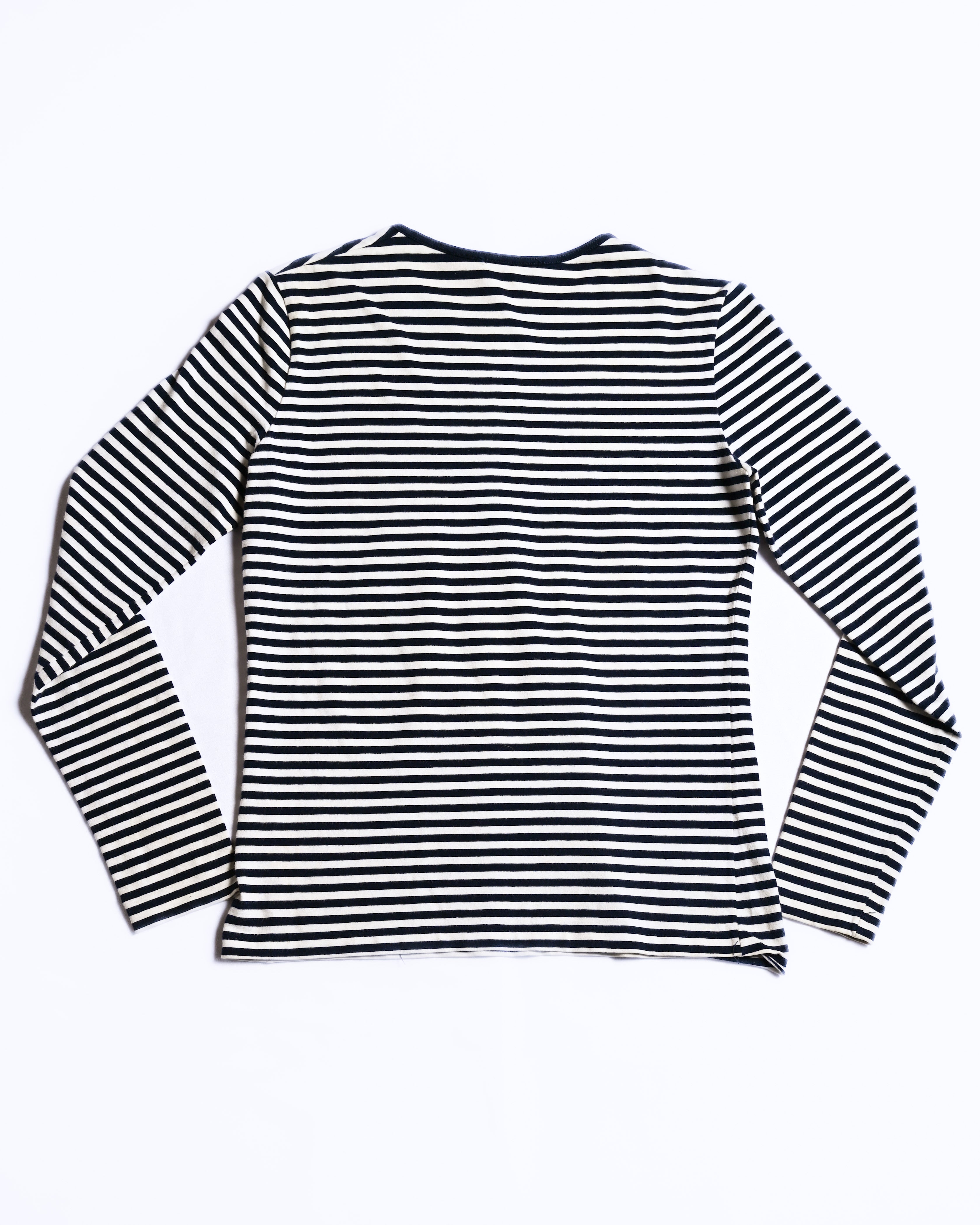 CÉLINE/ Classical Tight Fit Crew Neck Striped Top Navy × White