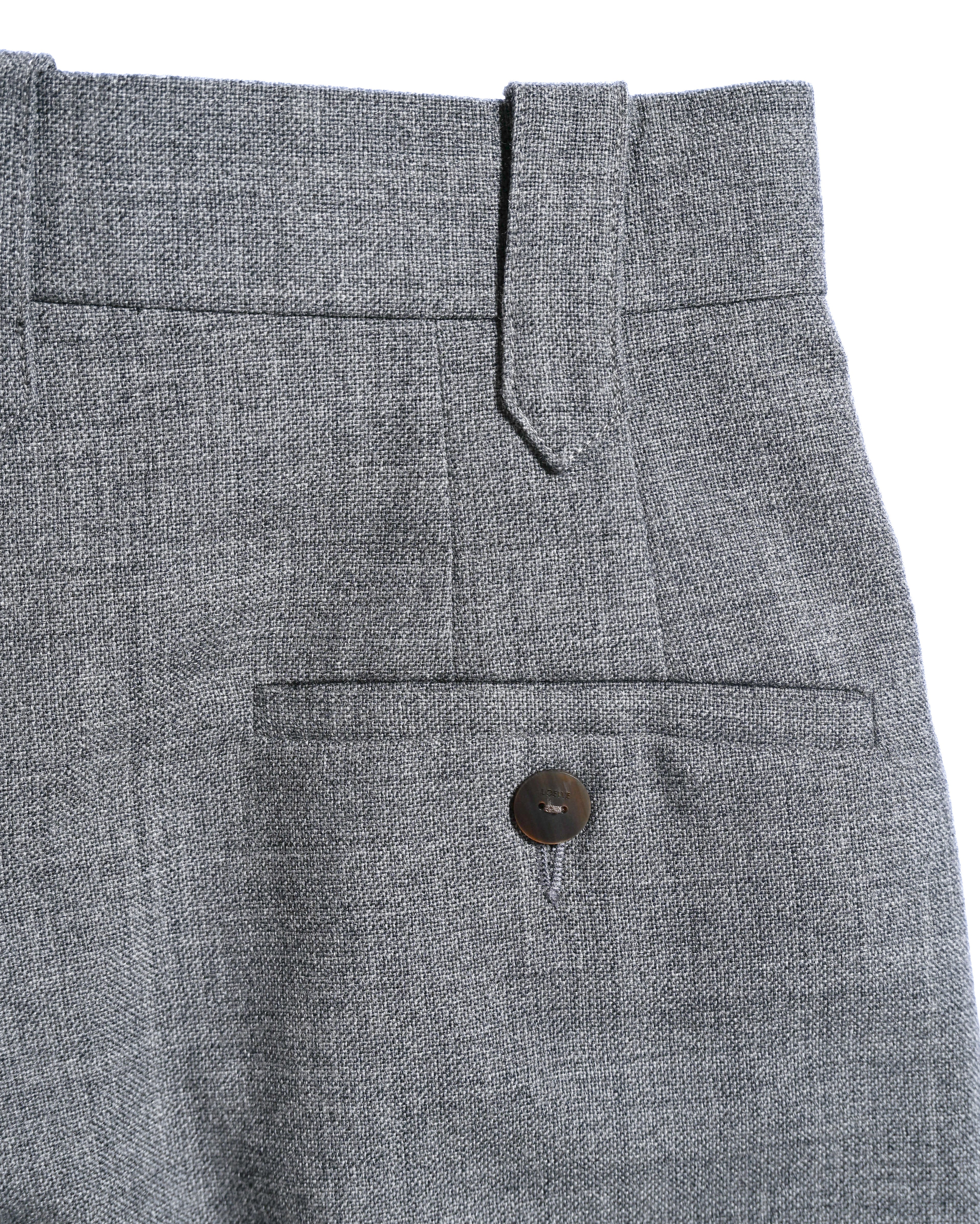 LOEWE/ 2019AW Two Tuck Wool Wide Shorts Gray
