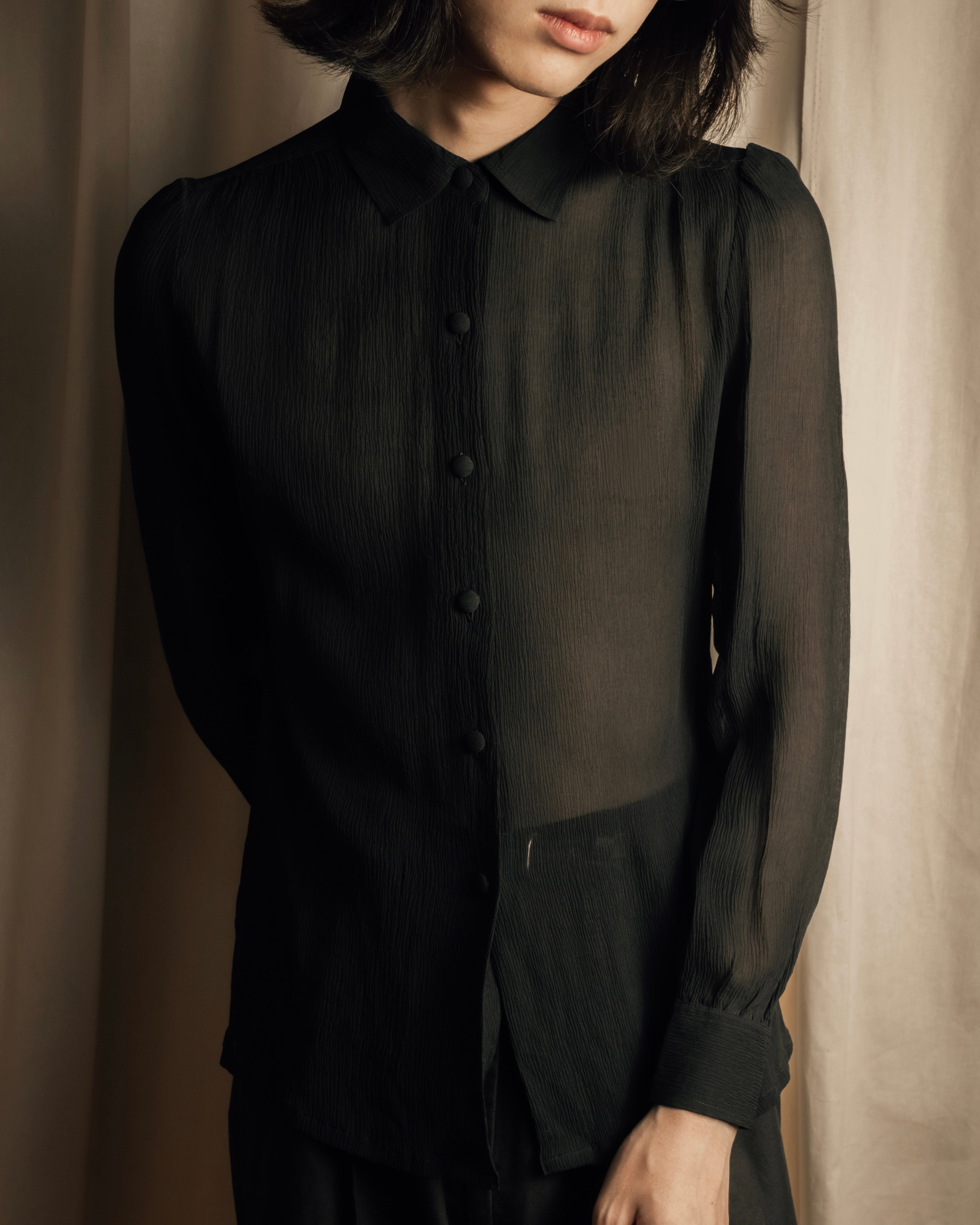 "Christian Dior PRETA PORTER" Compact gathered design crepe fabric blouse