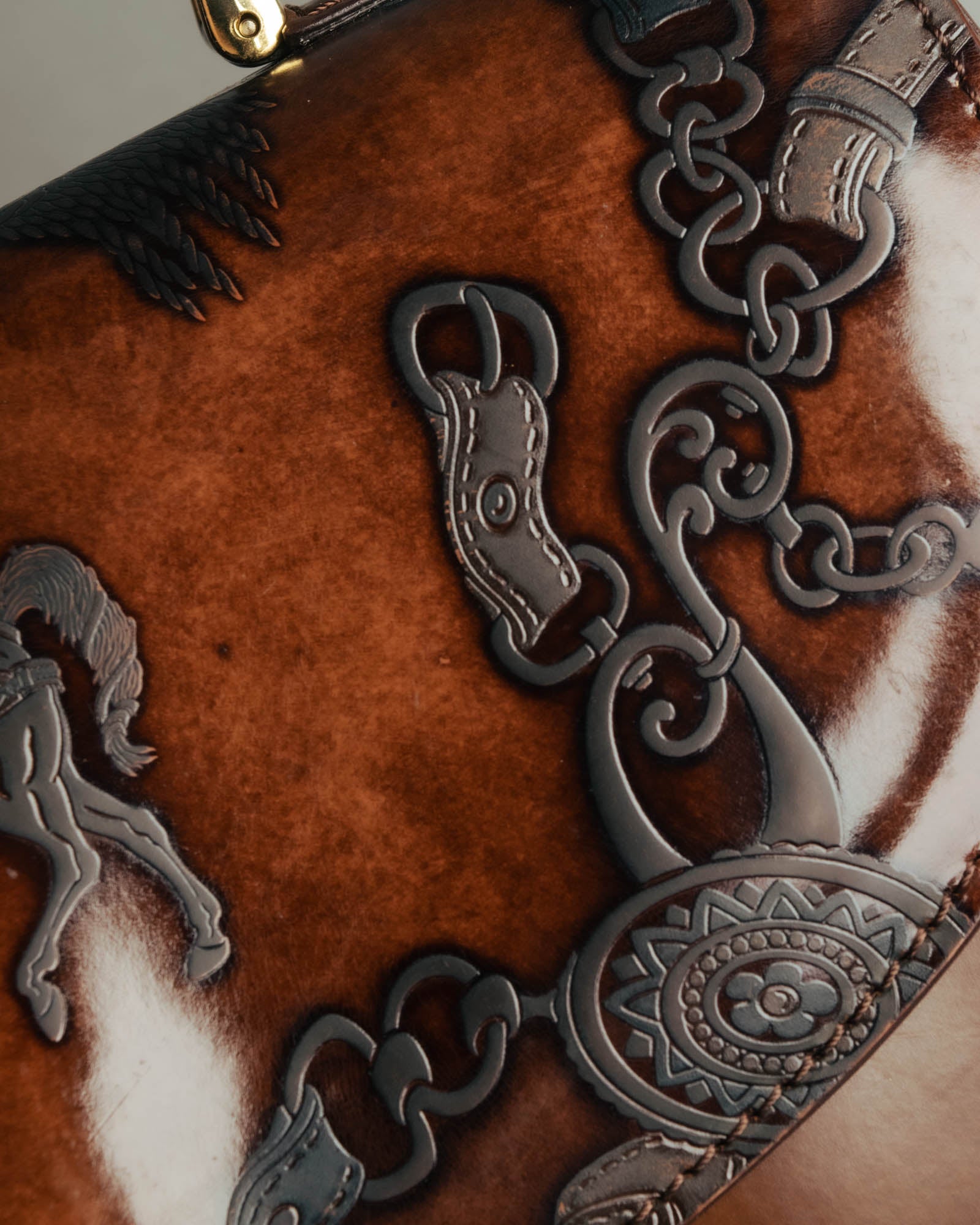 “Catsbro” 00’s-10’s Patinated equestrian leather handbag