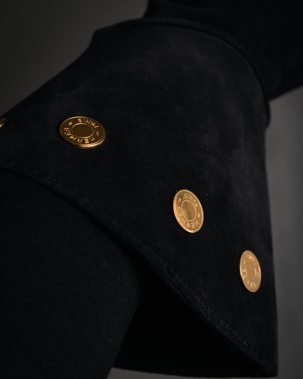 “HERMES” 90’s-00’s Gauntlet serier button suede gloves