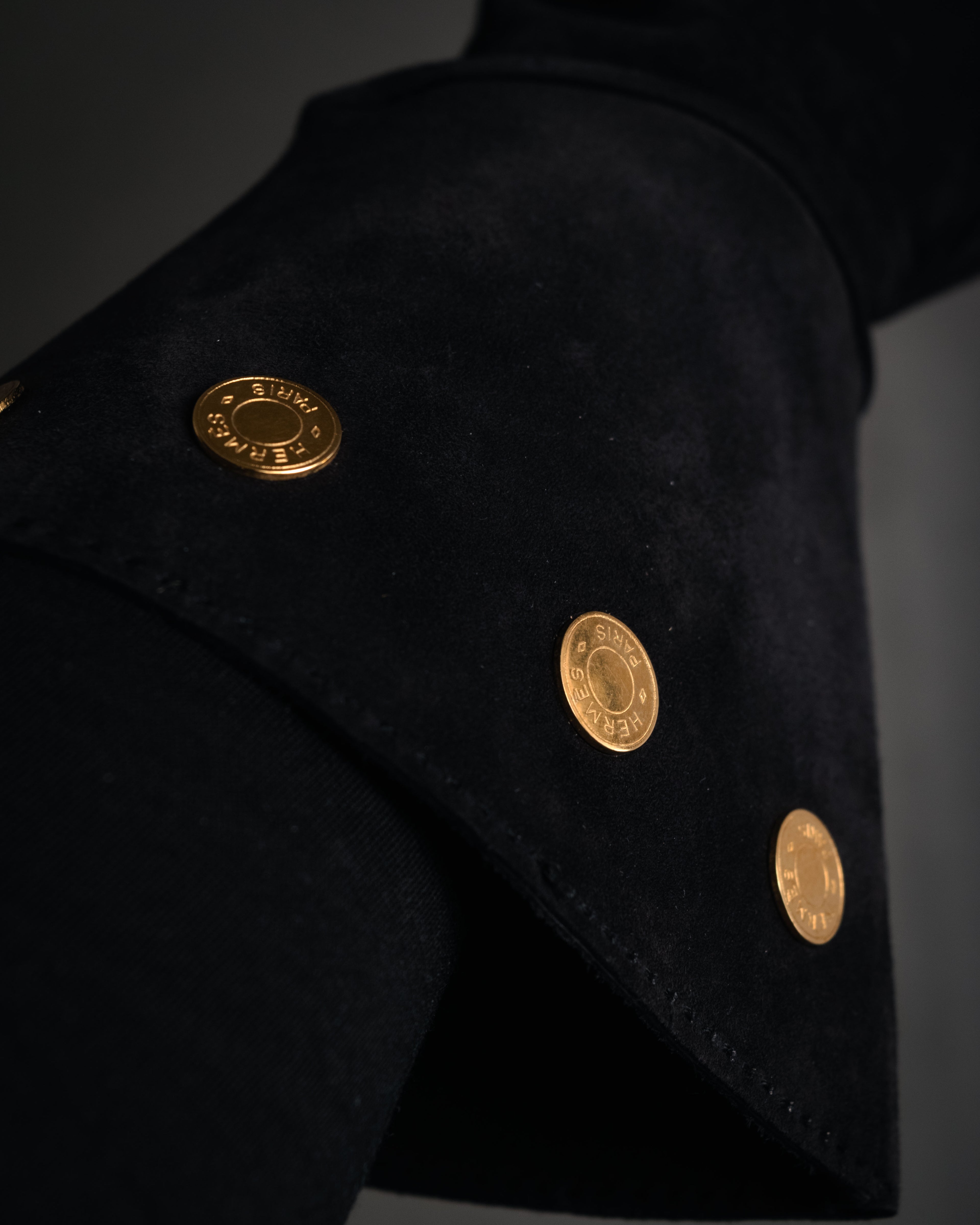 “HERMES” 90’s-00’s Gauntlet serier button suede gloves