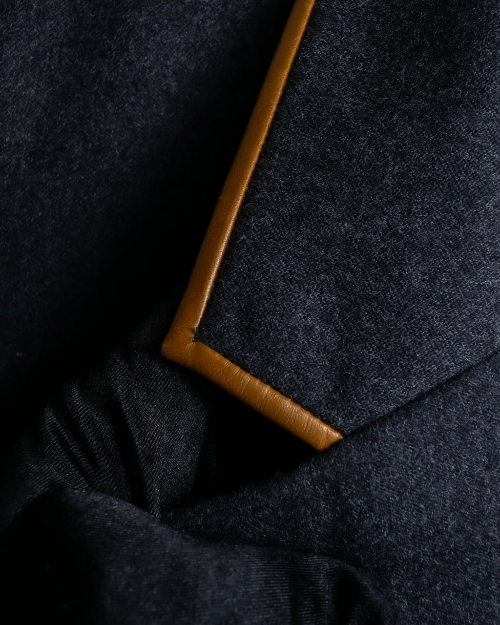 "HERMES" Vintage leather piping design belted tailored jacket