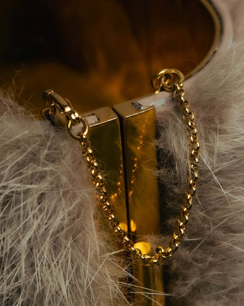 “CELINE” 2010’s Fur covered cuff bracelet