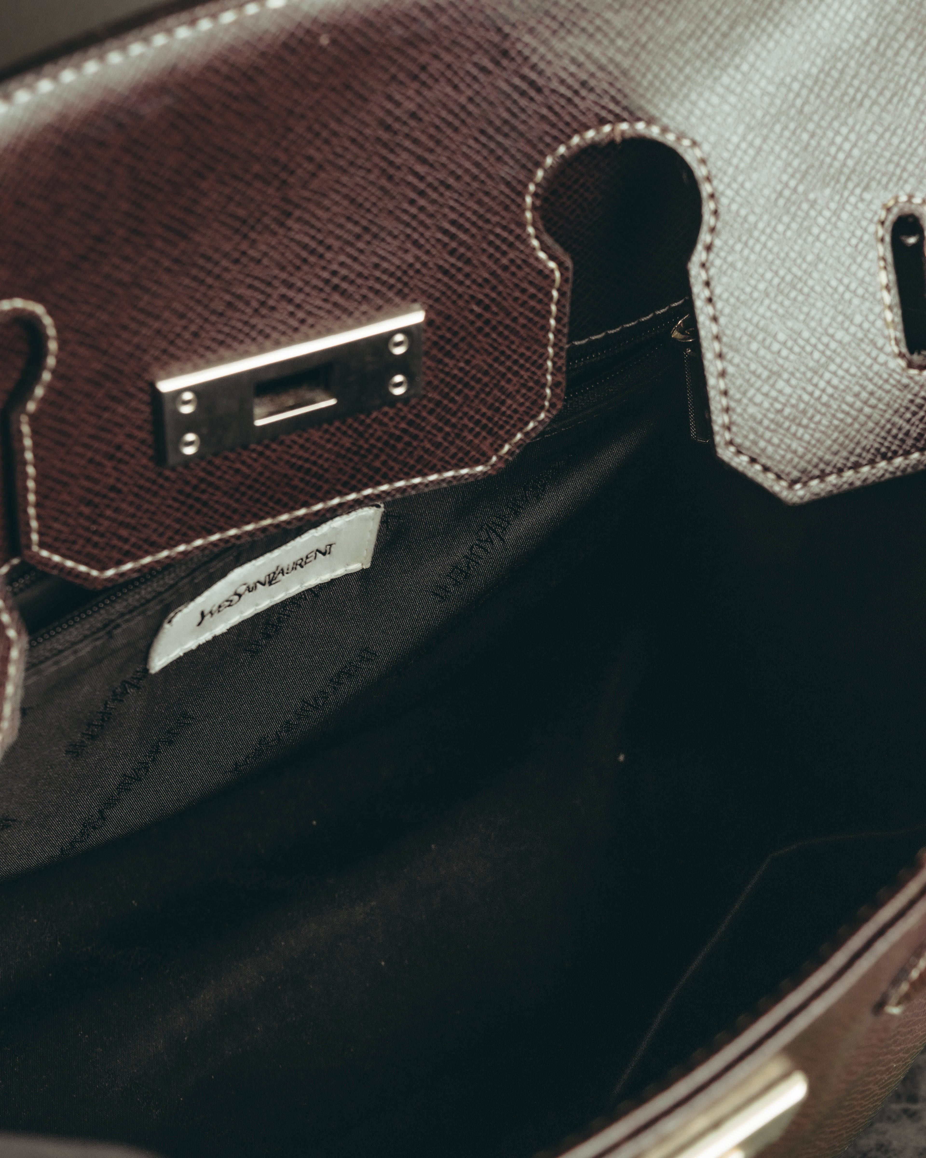 "Yves Saint Laurent" 90's-00's Classic textured leather structured top handle bag