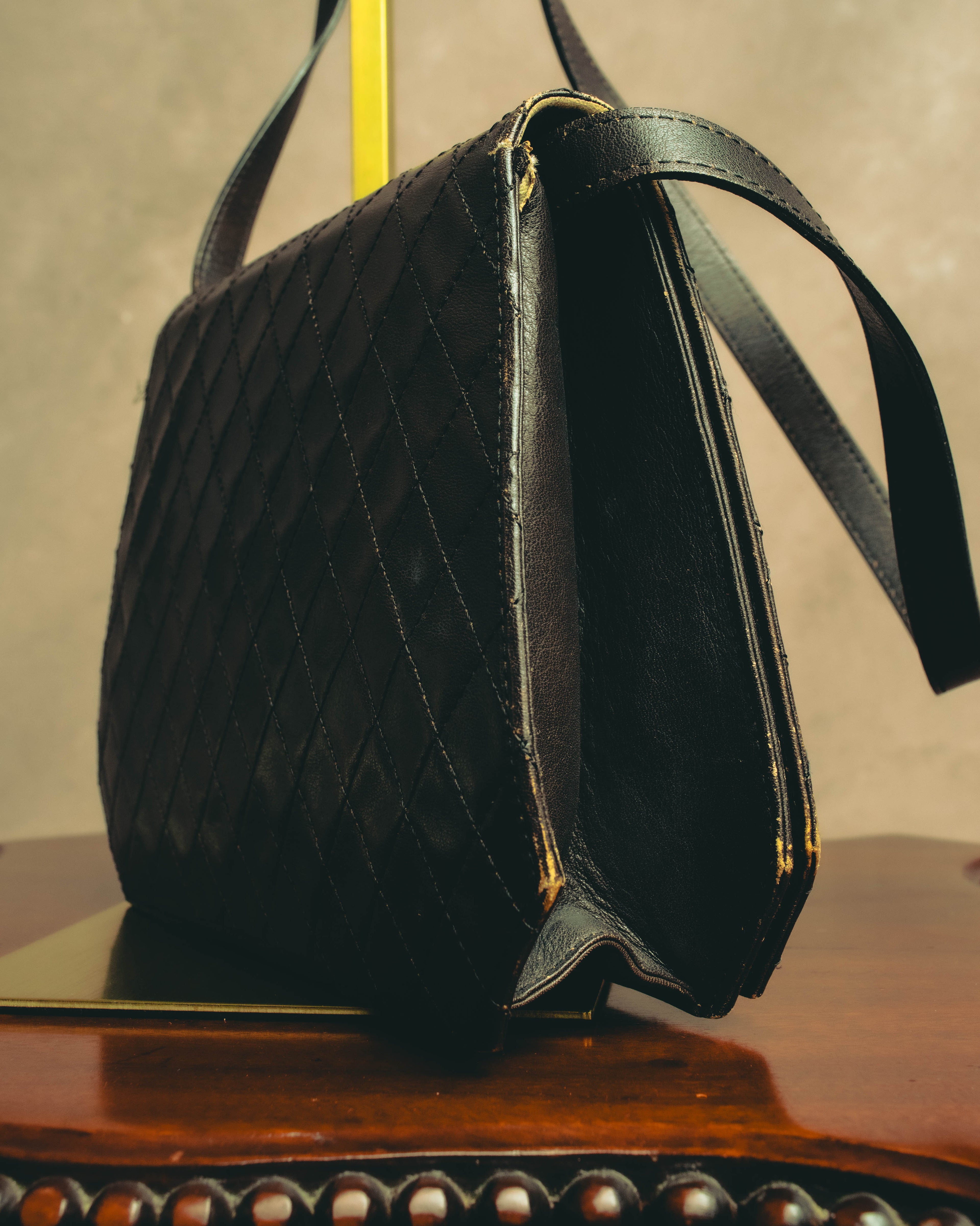 "Yves Saint Laurent" 80's-90's Quilted leather shoulder bag