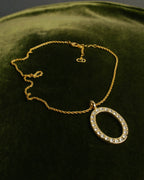 "Christian Dior" 80's-00's Rhinestone oval pendant necklace