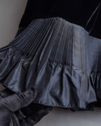 "CELINE" Pleated satin hem velvet flare skirt