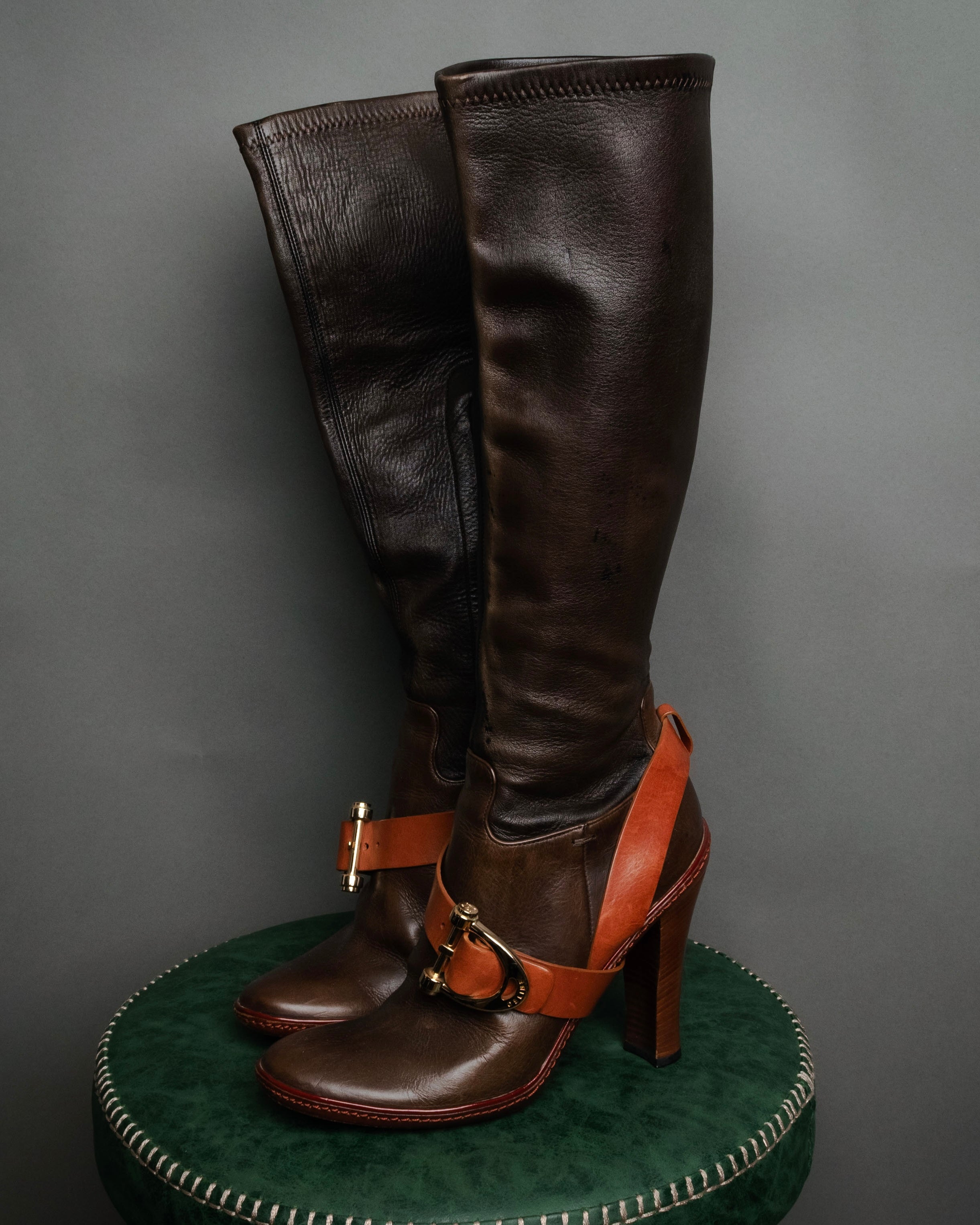 SPECIAL- “CELINE” 00's Stirrup buckle leather long boots – MOOD