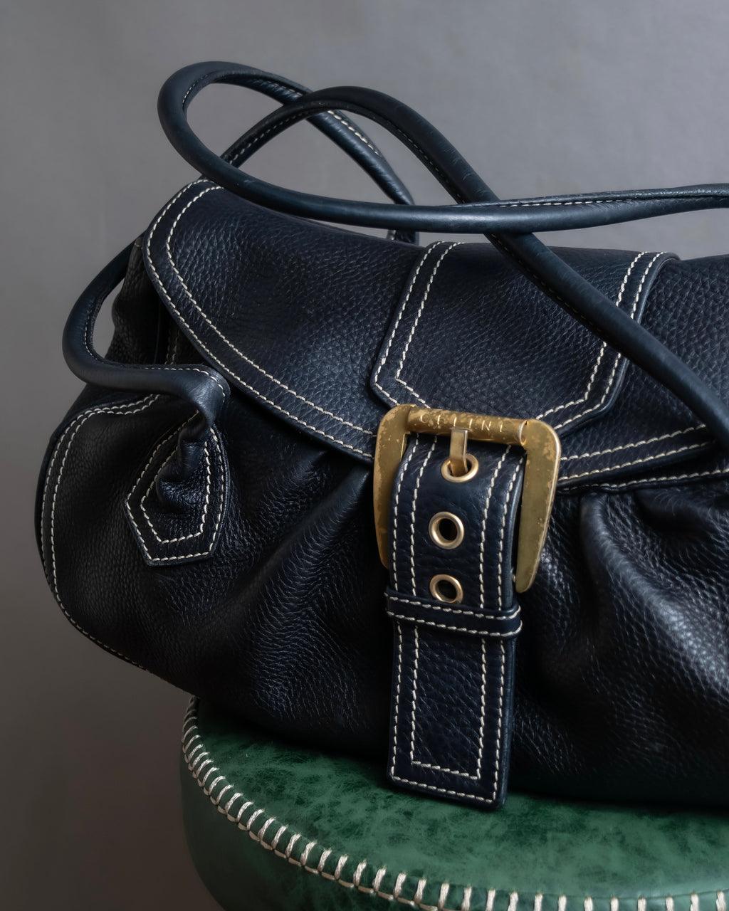 "CELINE" Gold buckle design large shoe bag shoulder bag