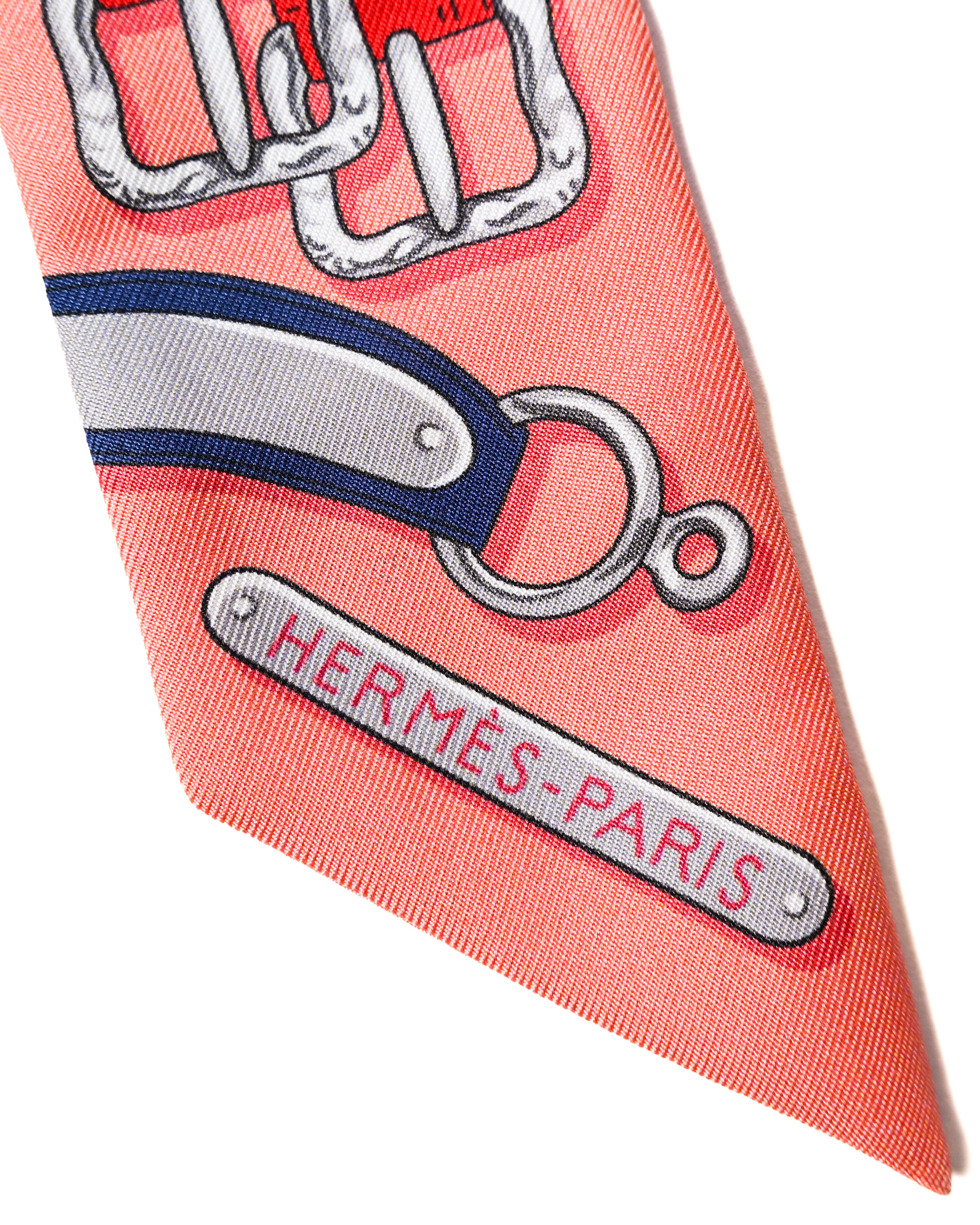 HERMES/ “Harnais des Présidents” Twilly Silk Scarf