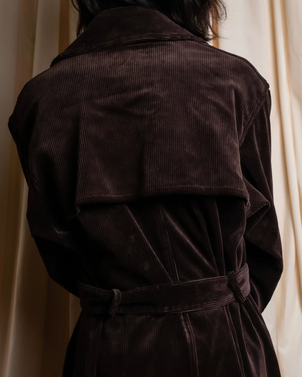 "Barbour" Wide ribbed corduroy maxi-length trench coat