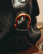 -SPECIAL- “Salvatore Ferragamo“ 90's-00's Gancini pony hair and leather dual-way boston bag