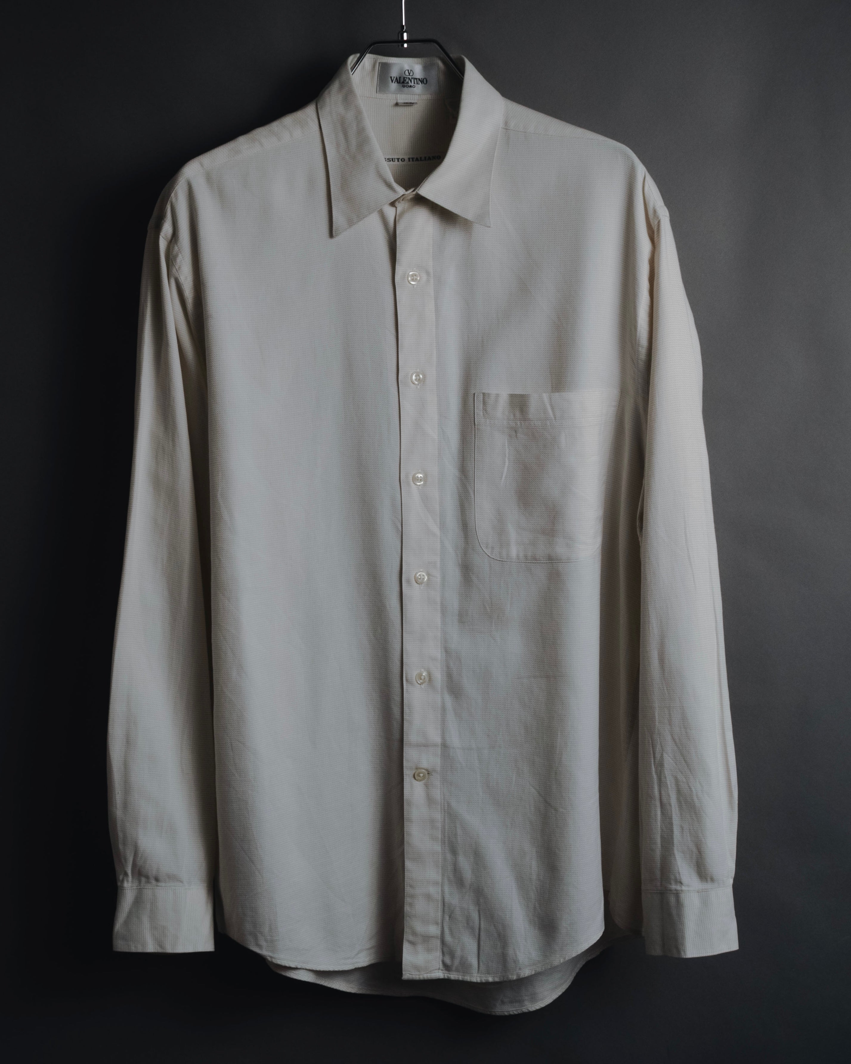 "VALENTINO UOMO" 80’s-90’s Textured pique cotton dress shirt