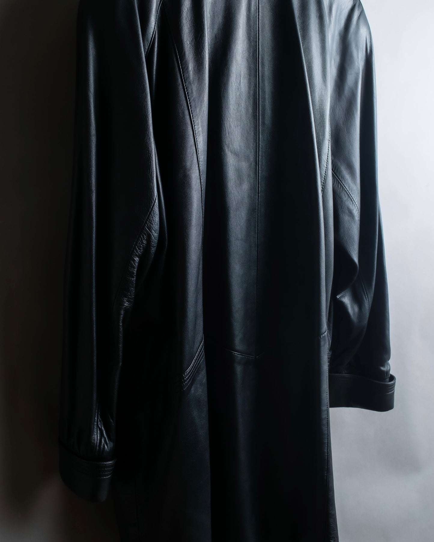 "PIERRE BALMAIN" Oversized double-breasted lamb leather tailored jacket